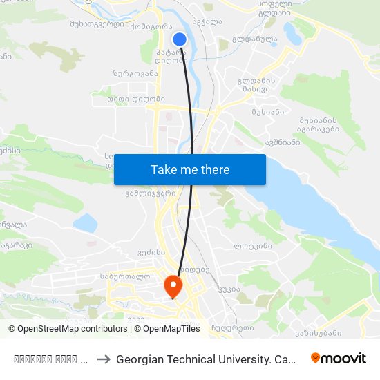 ფერაძის ქუჩა #31 to Georgian Technical University. Campus 1 map