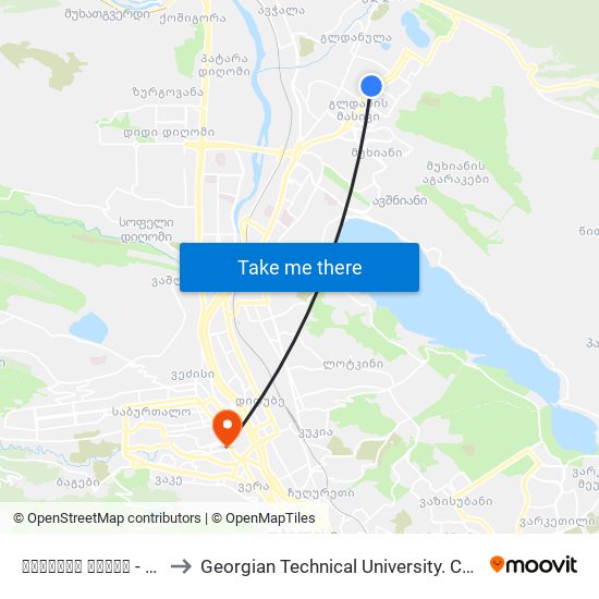 გლდანის პარკი - 4008 to Georgian Technical University. Campus 1 map