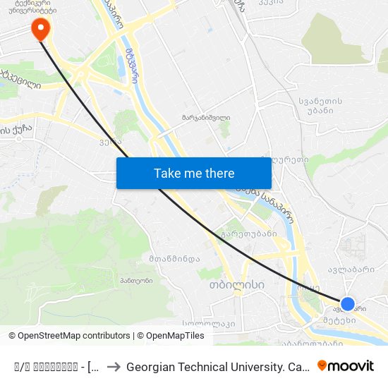 მ/ს ავლაბარი - [825] to Georgian Technical University. Campus 1 map