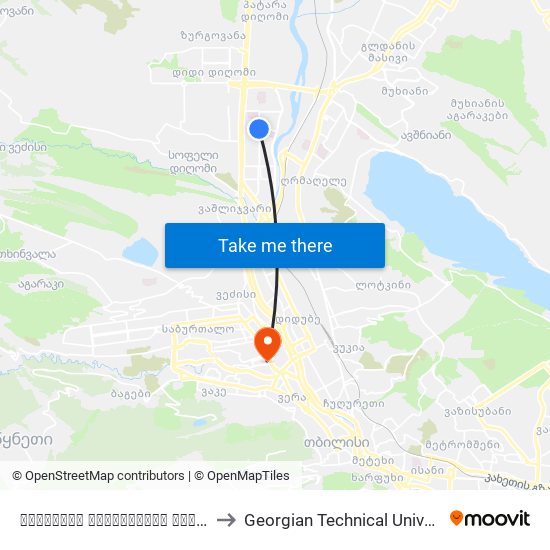 თბილისის ცენტრალური საავადმყოფო - [890] to Georgian Technical University. Campus 1 map