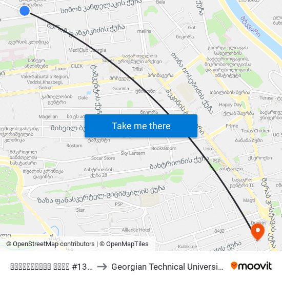 ბუდაპეშტის ქუჩა #13ა  - [1355] to Georgian Technical University. Campus 1 map