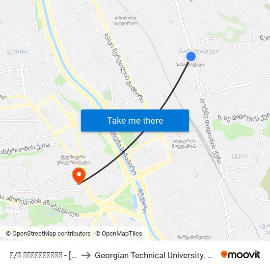 მ/ს ნაძალადევი - [1742] to Georgian Technical University. Campus 1 map