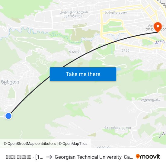 ზემო წყნეთი - [1779] to Georgian Technical University. Campus 1 map