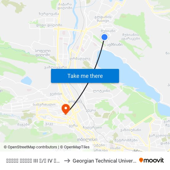 ზღვის უბნის III მ/რ IV კვ #57 - [1991] to Georgian Technical University. Campus 1 map