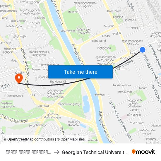 თამარ მეფის გამზირი - [2178] to Georgian Technical University. Campus 1 map