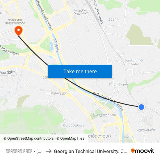 კუმისის ქუჩა - [2378] to Georgian Technical University. Campus 1 map