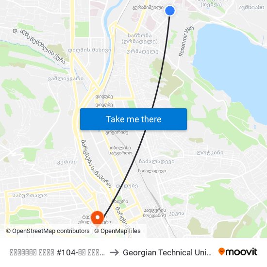 ჩარგლის ქუჩა #104-ის მოპირდაპირედ - [2382] to Georgian Technical University. Campus 1 map