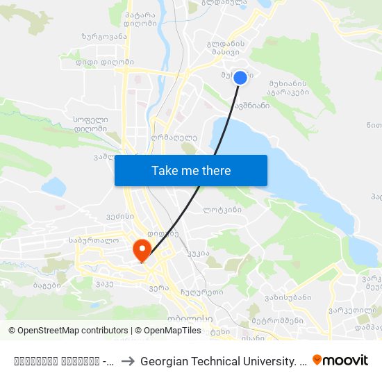 დუმბაძის გამზირი - [2386] to Georgian Technical University. Campus 1 map