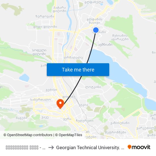 ნონეშვილის ქუჩა - [2396] to Georgian Technical University. Campus 1 map