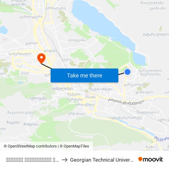 ვარკეთილის IV მ/რ #403 მოპირდაპირედ - [2402] to Georgian Technical University. Campus 1 map