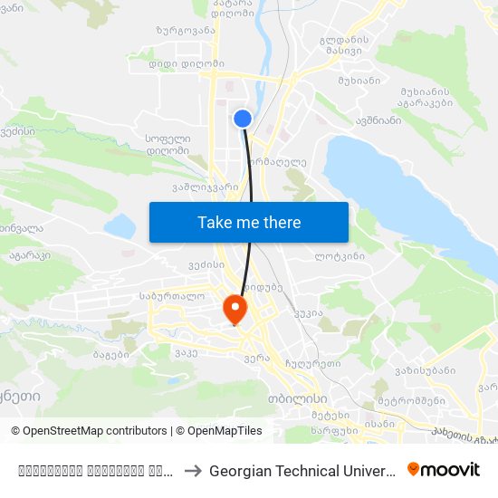 ქირურგიის  ეროვნული ცენტრი - [3042] to Georgian Technical University. Campus 1 map