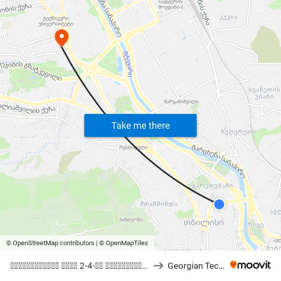 ბარათაშვილის ქუჩა 2-4-ის მოპირდაპირედ (კონკა) Opposite To Baratashvili St. #2-4, (Konka) - Id:3066 to Georgian Technical University. Campus 1 map
