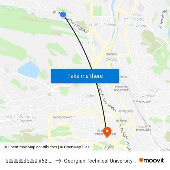 დიდგორის ქუჩა #62 - [3508] to Georgian Technical University. Campus 1 map