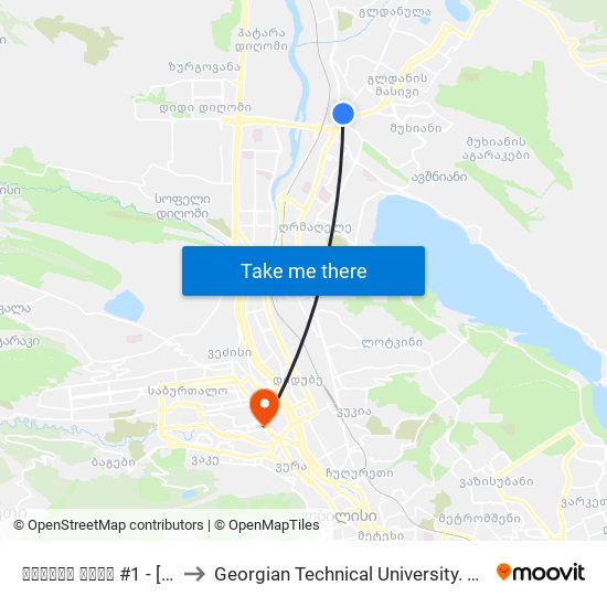 ქერჩის ქუჩა #1 - [3663] to Georgian Technical University. Campus 1 map