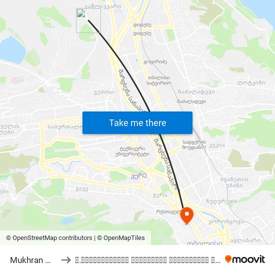 Mukhran Machavariani Street I to ვ.სარაჯიშვილის სახელობის სახელმწიფო კონსერვატორია (V. Saradjishvili Tbilisi State Conservatoire) map