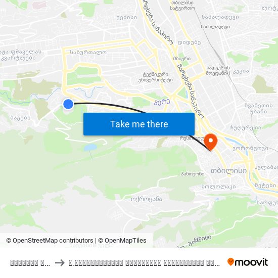 სპორტის აკადემია - [1154] to ვ.სარაჯიშვილის სახელობის სახელმწიფო კონსერვატორია (V. Saradjishvili Tbilisi State Conservatoire) map