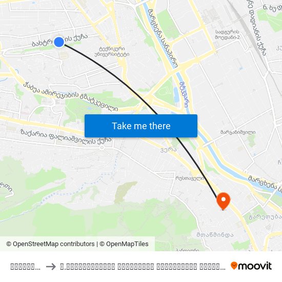 ბახტრიონი - [1848] to ვ.სარაჯიშვილის სახელობის სახელმწიფო კონსერვატორია (V. Saradjishvili Tbilisi State Conservatoire) map
