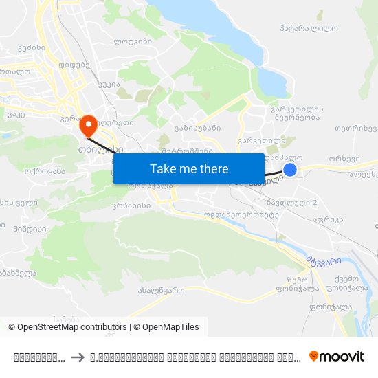 გახოკიძის ქუჩა - [2738] to ვ.სარაჯიშვილის სახელობის სახელმწიფო კონსერვატორია (V. Saradjishvili Tbilisi State Conservatoire) map