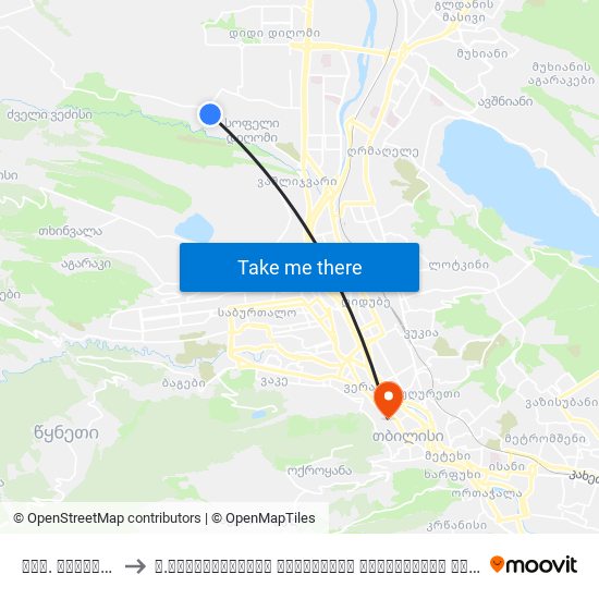 სოფ. დიღომის ცენტრი - [3517] to ვ.სარაჯიშვილის სახელობის სახელმწიფო კონსერვატორია (V. Saradjishvili Tbilisi State Conservatoire) map
