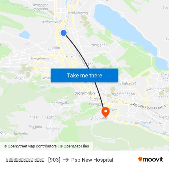 მირცხულავას ქუჩა - [903] to Psp New Hospital map