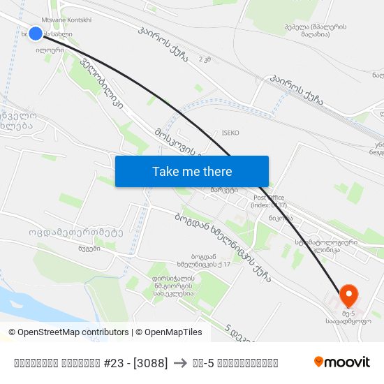 მოსკოვის გამზირი #23 - [3088] to მე-5 საავადმყოფო map
