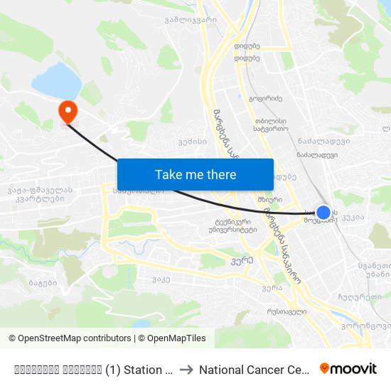 სადგურის მოედანი (1) Station Square (1) - Id:3072 to National Cancer Center Of Georgia map