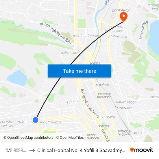 მ/ს დელისი to Clinical Hopital No. 4 Yofili 8 Saavadmyofo map