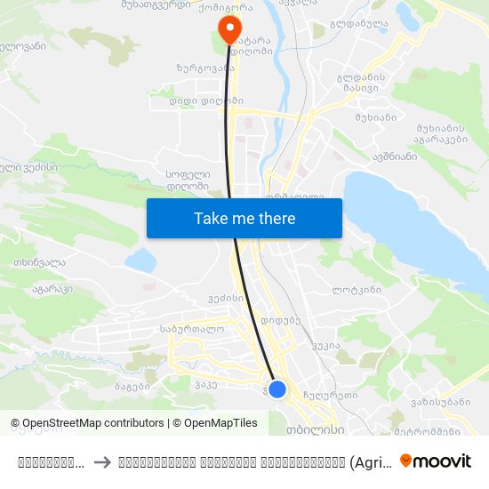ფილარმონია - [809] to საქართველოს აგრარული უნივერსიტეტი (Agricultural University Of Georgia) map