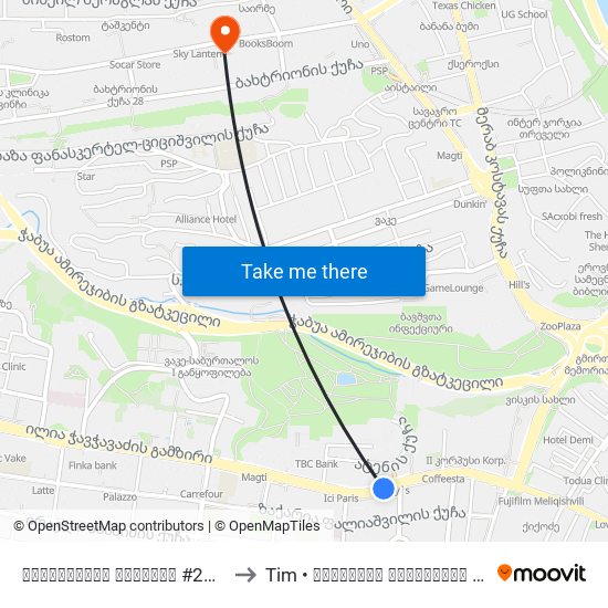 ჭავჭავაძის გამზირი #20 Id:3958 to Tim • თბილისის მედიცინის ინსტიტუტი map