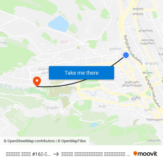 გოთუას ქუჩა #16ა-ს მოპირდაპირედ - [2366] to ივანე ჯავახიშვილის სახელობის თბილისის სახელმწიფო უნივერსიტეტი map