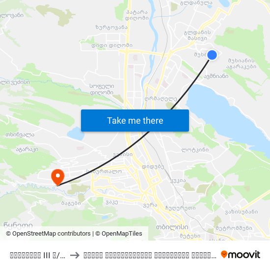 მუხიანის III მ/რ #1  - [2384] to ივანე ჯავახიშვილის სახელობის თბილისის სახელმწიფო უნივერსიტეტი map
