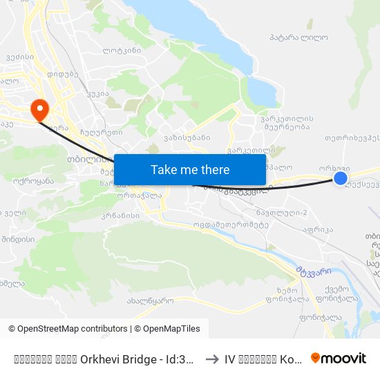 ორხევის ხიდი Orkhevi Bridge - Id:3024 to IV კორპუსი Korp. map