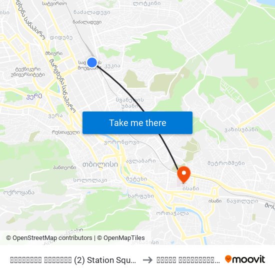 სადგურის მოედანი (2) Station Square (2) - Id:799 to ახალი სამშობიარო ცენტრი map