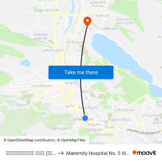 ბარათაშვილის ქუჩა (კონკა) - 3931 to Maternity Hospital No. 5 III Samshobiaro map