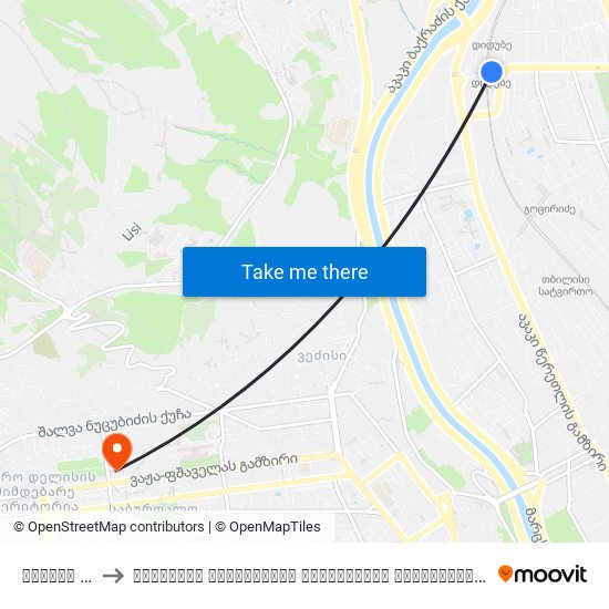 დიდუბე / Didube to თბილისის სახელმწიფო სამედიცინო უნივერსიტეტი (Tbilisi State Medical University) map