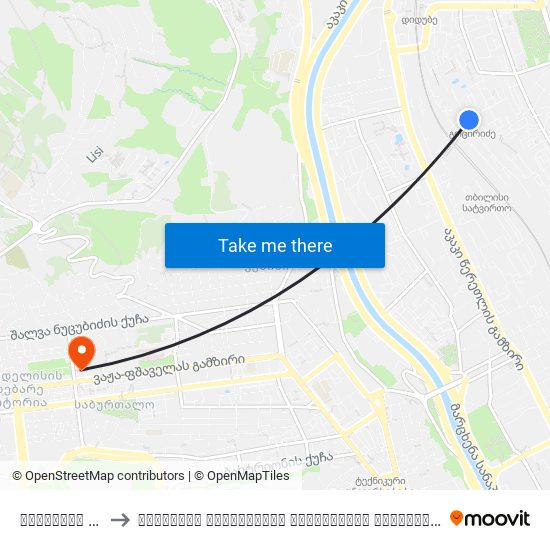 გოცირიძე  / Gotsiridze to თბილისის სახელმწიფო სამედიცინო უნივერსიტეტი (Tbilisi State Medical University) map