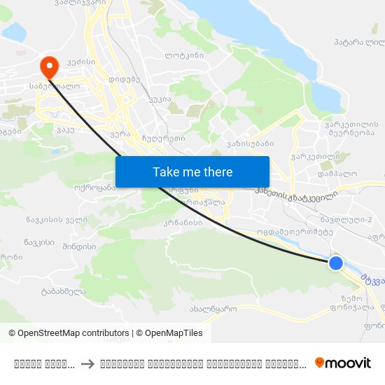 ქვემო ფონიჭალა - [1694] to თბილისის სახელმწიფო სამედიცინო უნივერსიტეტი (Tbilisi State Medical University) map