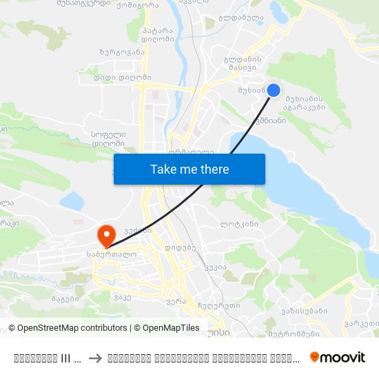 მუხიანის III მ/რ  #5ა - [2902] to თბილისის სახელმწიფო სამედიცინო უნივერსიტეტი (Tbilisi State Medical University) map