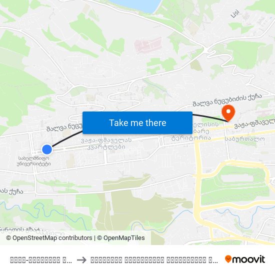 ვაჟა-ფშაველას გამზირი #9391 - [3100] to თბილისის სახელმწიფო სამედიცინო უნივერსიტეტი (Tbilisi State Medical University) map
