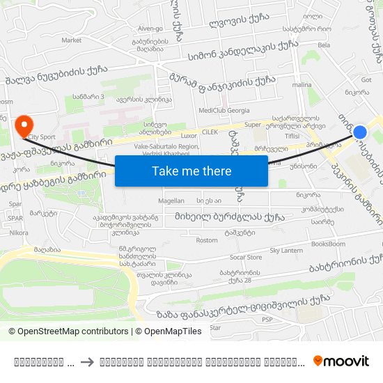 იოსებიძის ქუჩა - [3266] to თბილისის სახელმწიფო სამედიცინო უნივერსიტეტი (Tbilisi State Medical University) map
