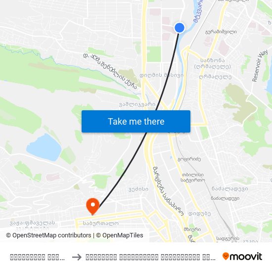 ქირურგიის  ეროვნული ცენტრი - [3306] to თბილისის სახელმწიფო სამედიცინო უნივერსიტეტი (Tbilisi State Medical University) map