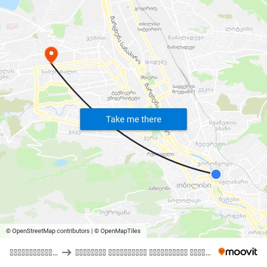 ბარათაშვილის ძეგლი - [3421] to თბილისის სახელმწიფო სამედიცინო უნივერსიტეტი (Tbilisi State Medical University) map