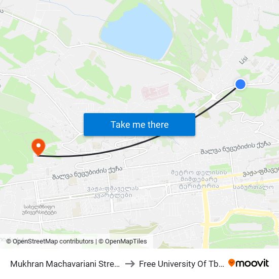 Mukhran Machavariani Street, 3 to Free University Of Tbilisi map