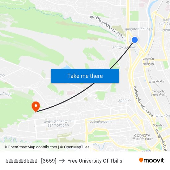 პაიჭაძის ქუჩა - [3659] to Free University Of Tbilisi map