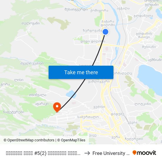 ფერაძის ქუჩა #5(2) კორპუსის მოპირდაპირედ - [3490] to Free University Of Tbilisi map