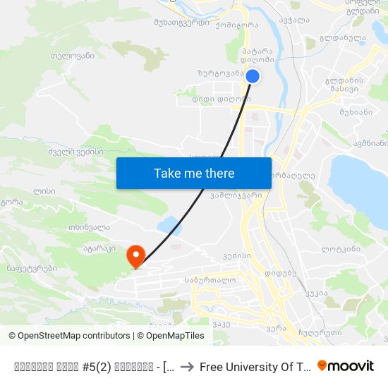 ფერაძის ქუჩა #5(2) კორპუსი - [3491] to Free University Of Tbilisi map