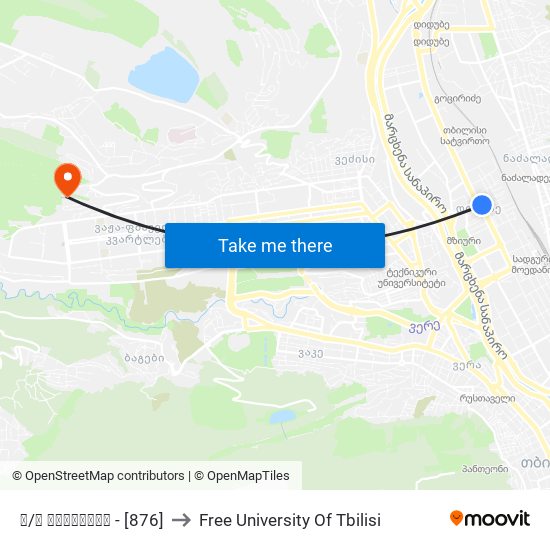 მ/ს წერეთელი to Free University Of Tbilisi map