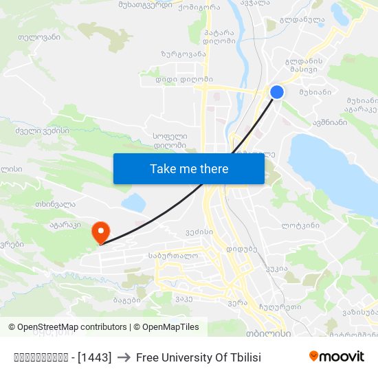 სასამართლო - [1443] to Free University Of Tbilisi map