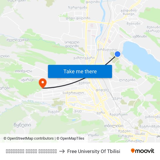 თბილისის ზღვის სასაფლაო to Free University Of Tbilisi map