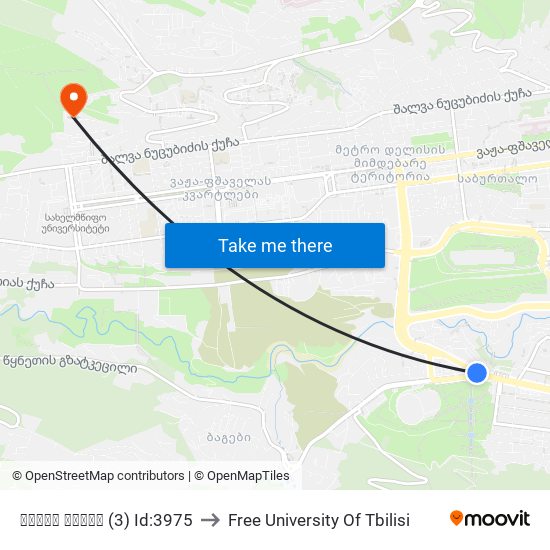 ვაკის პარკი (3) Id:3975 to Free University Of Tbilisi map